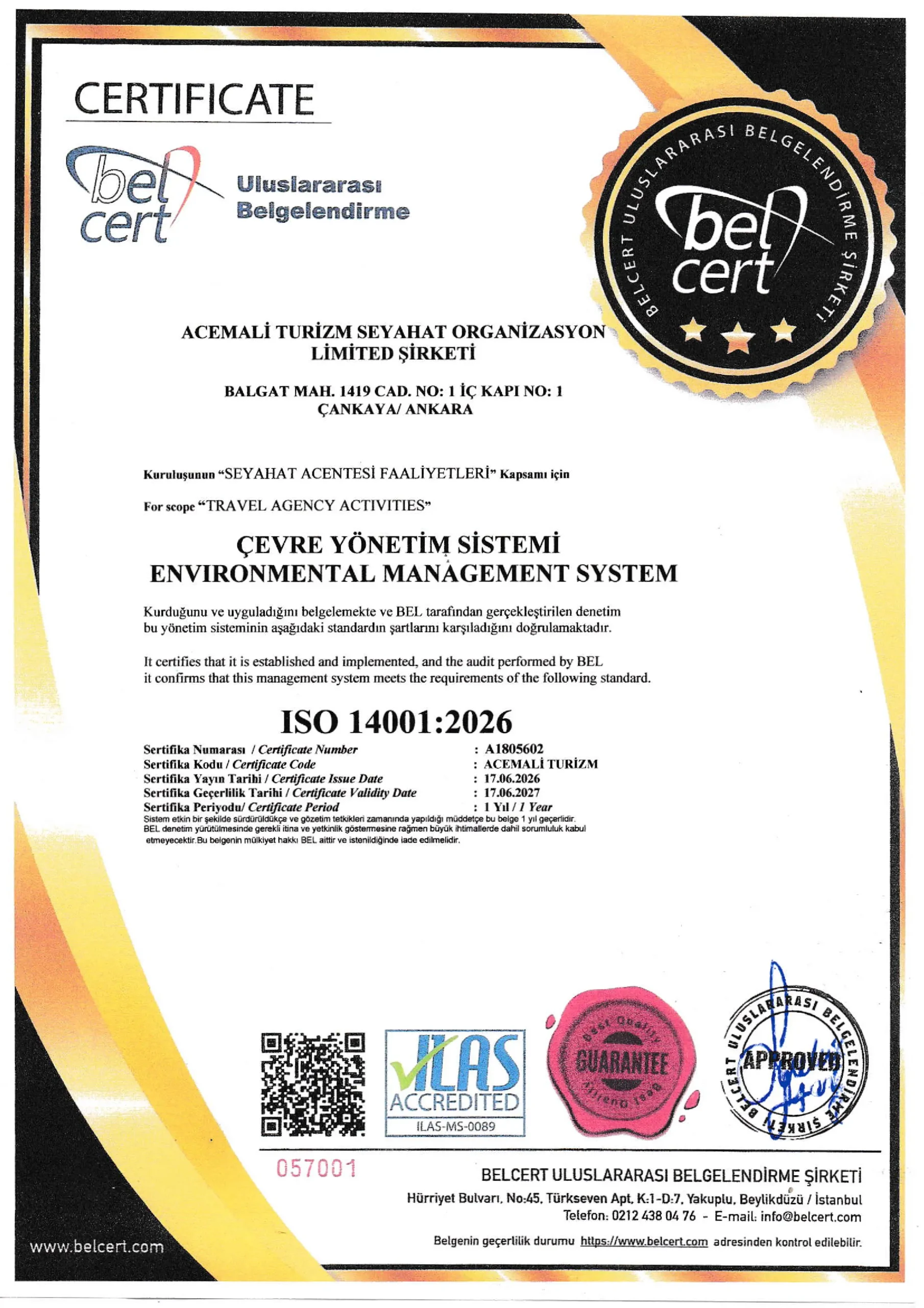 ISO 14001:2026 Çevre Yönetim Sistemi Sertifikası